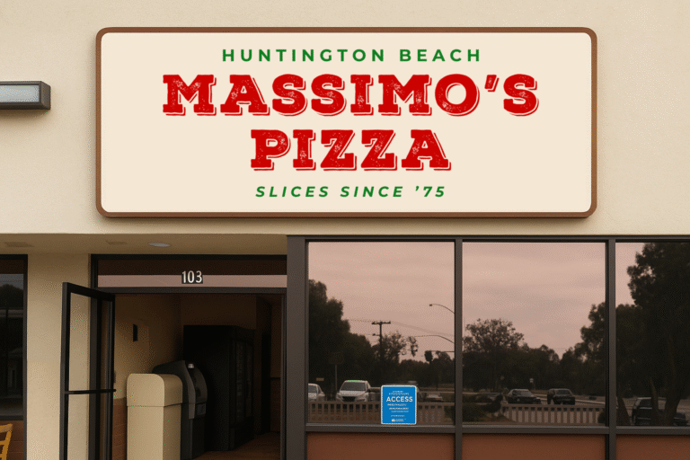 Huntington Beach Orange County Branding for Massimos Pizza Slices Since '75 signage