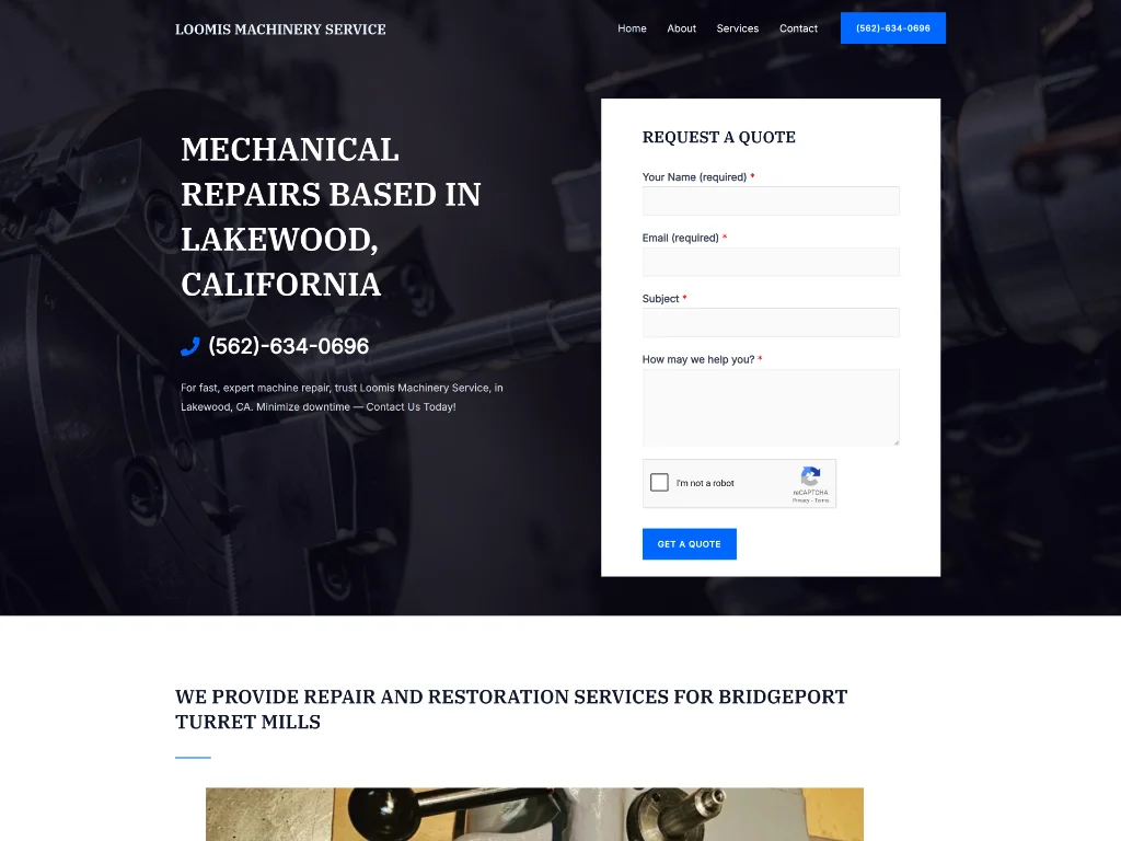 Loomis Machinery Service Website